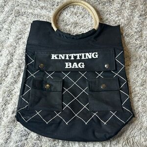 Black knitting bag